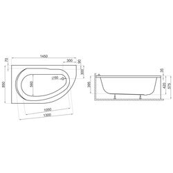 Cada de baie Polimat Miki 145x85 Left (White) Thumb