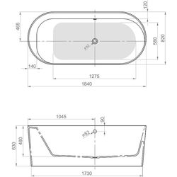 Cada de baie din acril Pool Spa Pia 1840x820 (White) Thumb