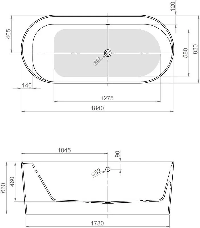 Cada de baie din acril Pool Spa Pia 1840x820 (White)