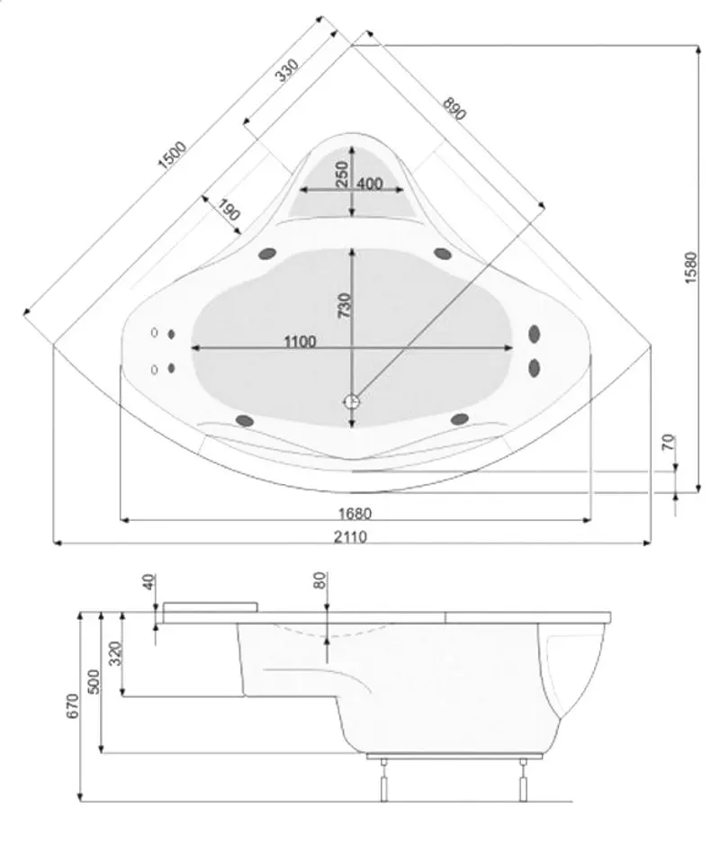 Cada de baie Pool Spa Orchidea 150x150 Silver 2 Navi Mambo (White)