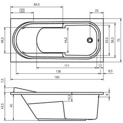 Cada de baie din acril Riho Columbia 160x75 + Pootset01U (White) Thumb