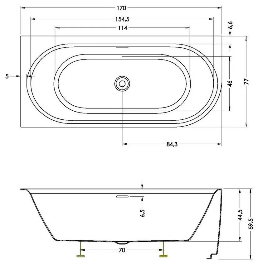 Сada de baie Riho B157007105 170х77 Right (White) - 4