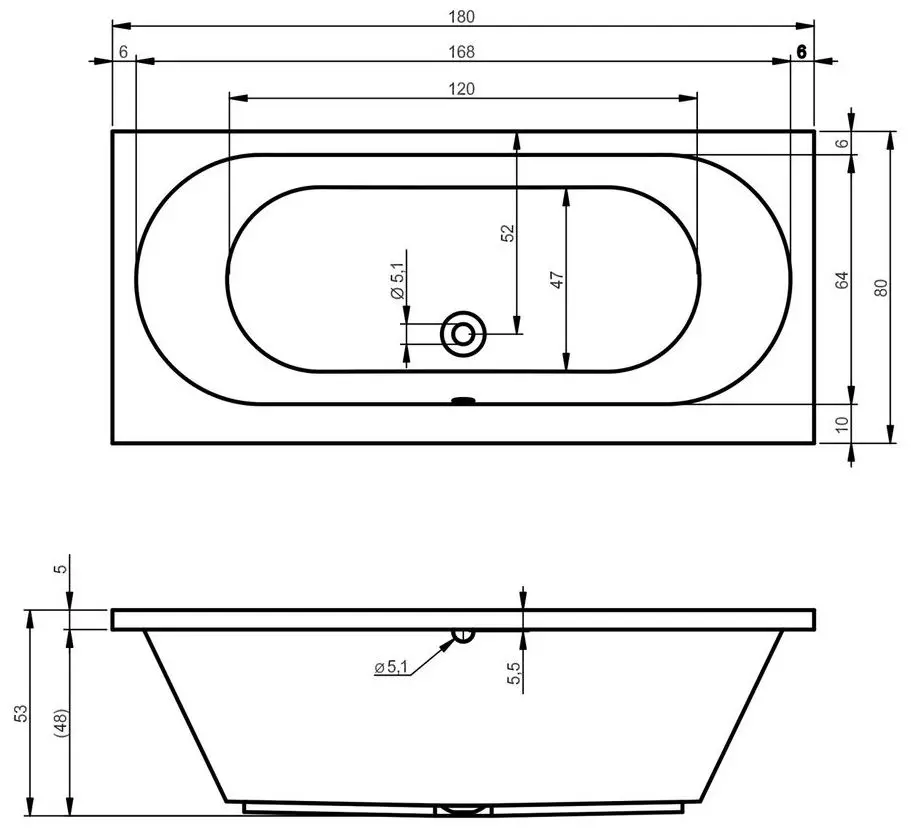 Cada de baie Riho Carolina B056001005 180x80 (White) - 4