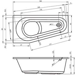 Ванна Riho Delta B068001005 160х80 Right (White) Thumb