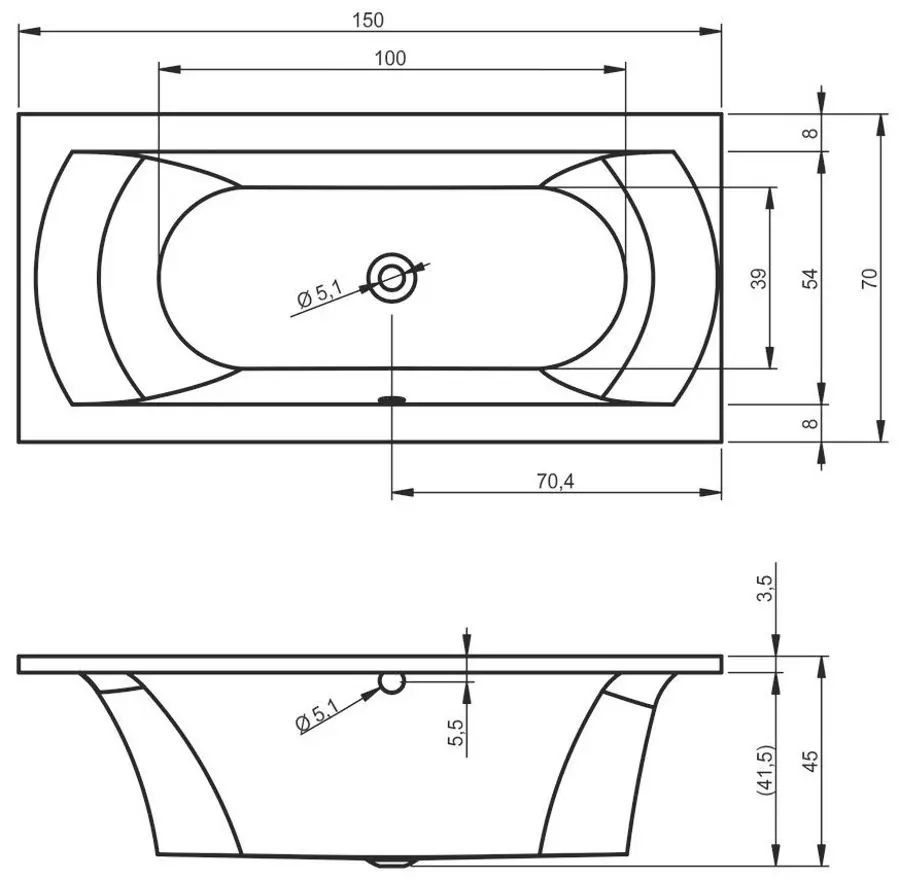 Cada de baie Riho Lima B049001005 150x70 (White) - 4