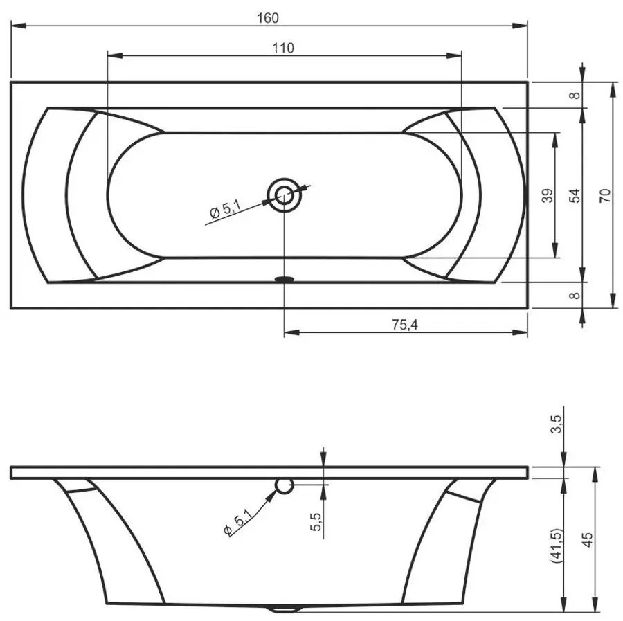 Cada de baie Riho Lima B050001005 160x70 (White) - 4