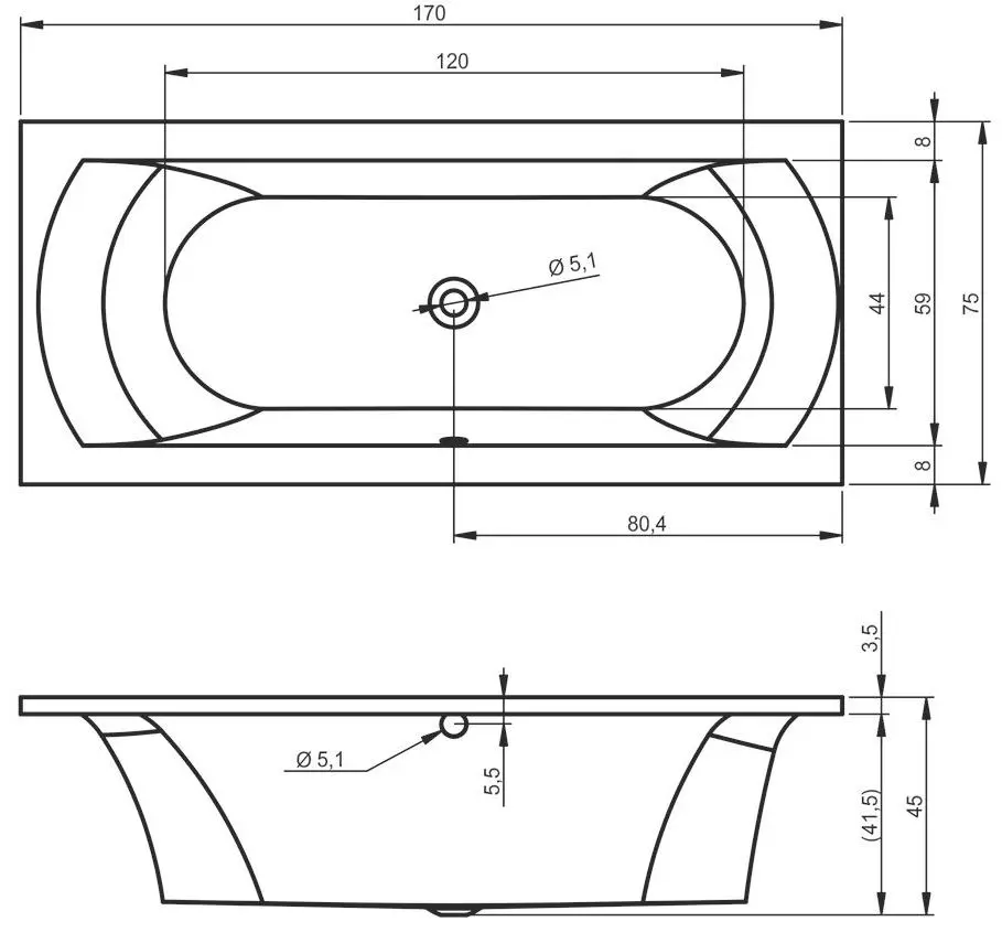 Cada de baie Riho Lima B051001005 170x75 (White) - 4