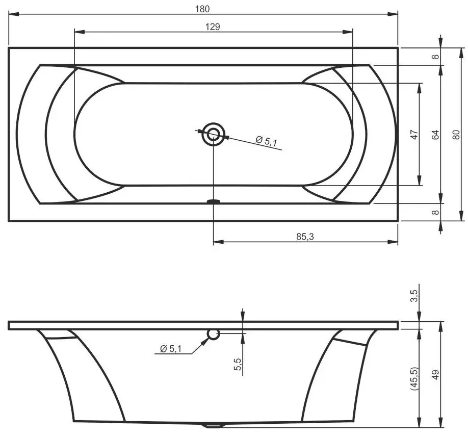 Cada de baie Riho Lima B052001005 180x80 (White) - 4