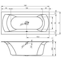 Cada de baie Riho Linares B139001005 150x70 (White) Thumb
