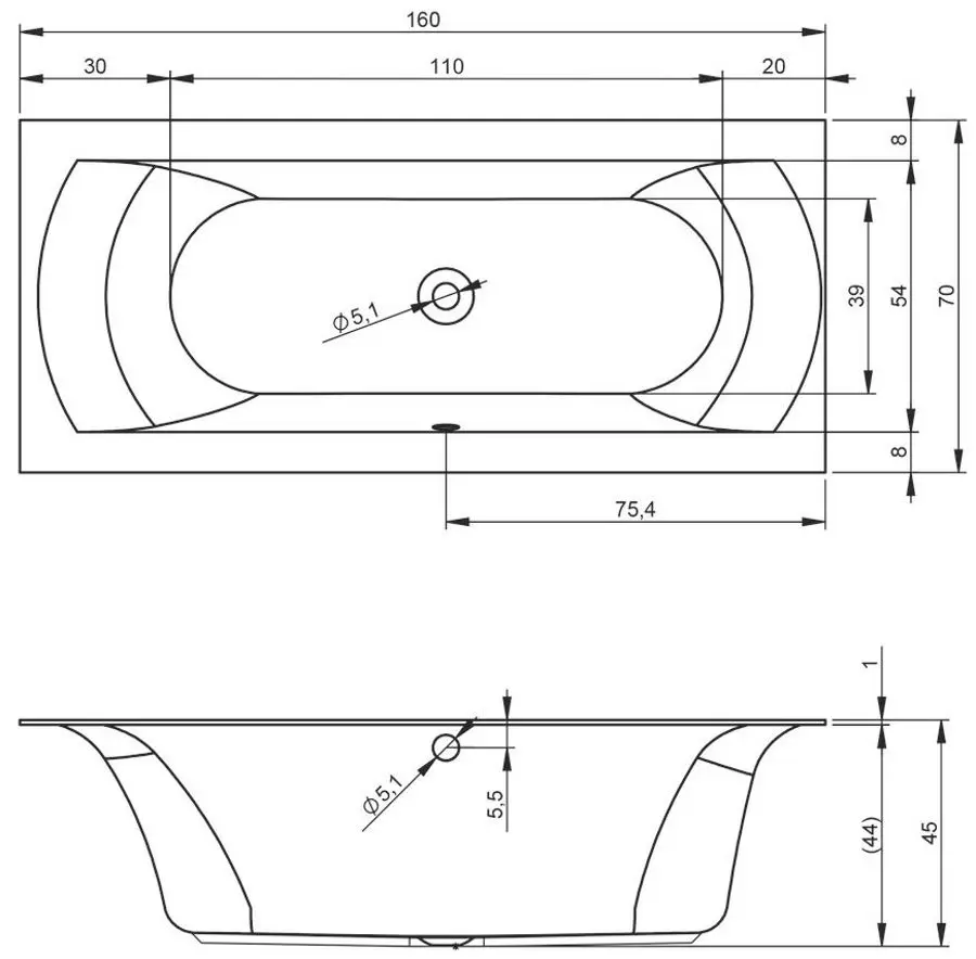 Ванна Riho Linares B140001005 160x70 (White) - 3