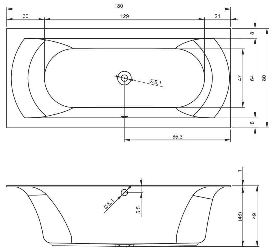 Cada de baie Riho Linares B142001005 180x80 (White) - 3