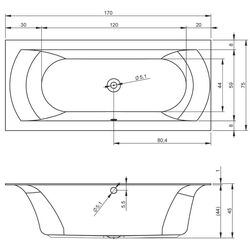 Cada de baie Riho Linares Velvet B141001105 170x75 (Matt White) Thumb