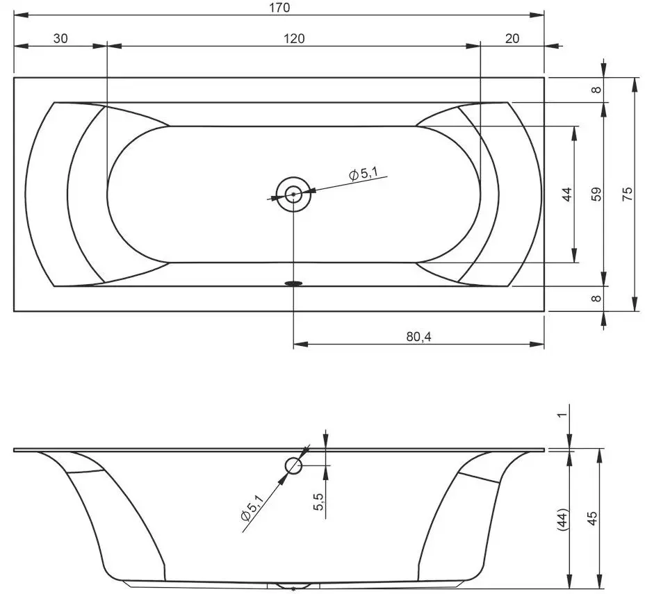Cada de baie Riho Linares Velvet B141001105 170x75 (Matt White) - 4