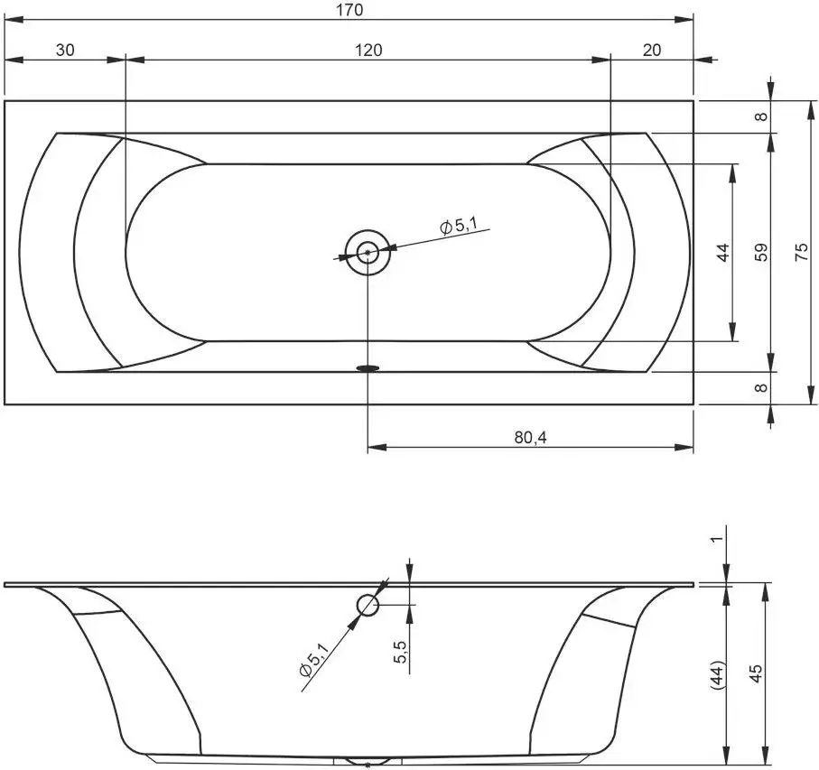 Cada de baie Riho Linares Velvet B141001105 170x75 (White) - 4