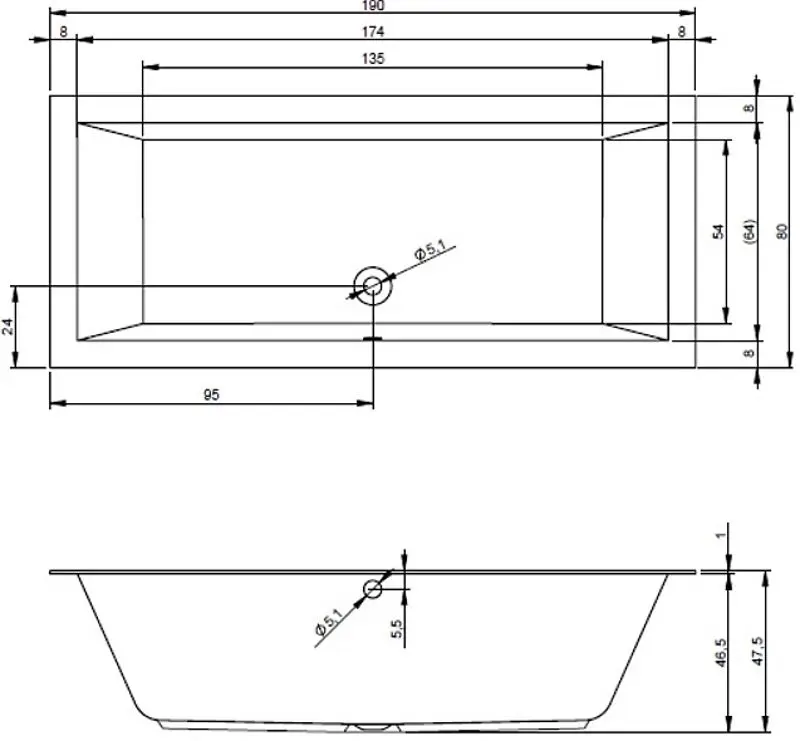 Cada de baie Riho Lugo 190x80 cm + Pootset01U (White) - 3