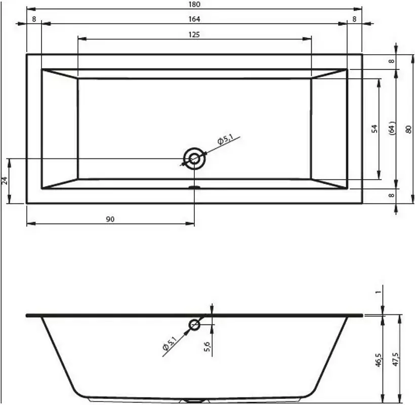 Cada de baie Riho Lugo Velvet B133001105 170х80 (White) - 5