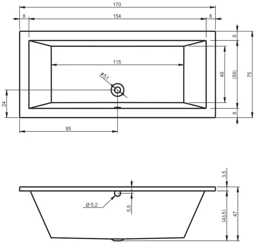 Cada de baie Riho Lusso B007001005 170x75 (White) - 3