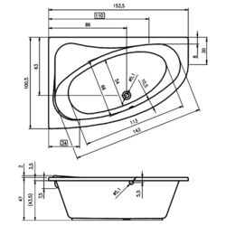 Cada de baie Riho Lyra B021001005 153х100 Right (White) Thumb