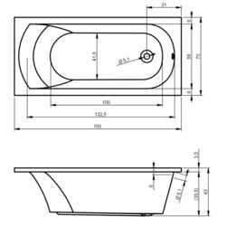 Cada de baie Riho Miami B058001005 150х70 (White) Thumb