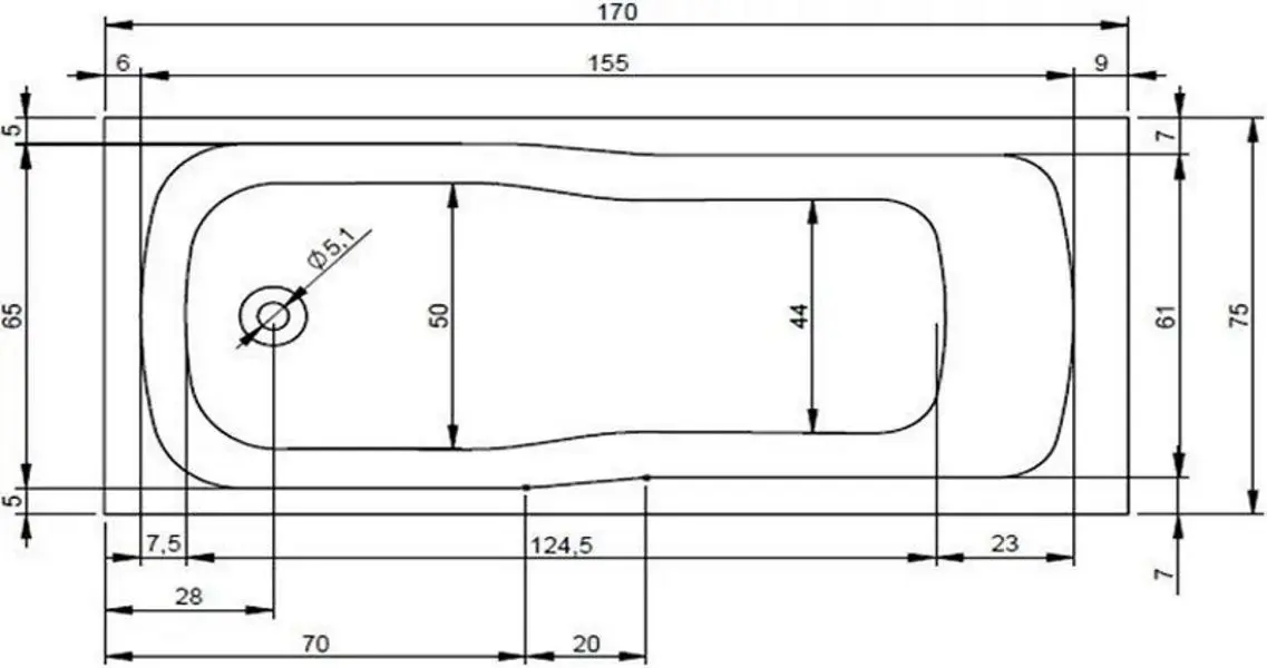 Cada baie Riho Palermo B048001005 170х75 (White) - 3