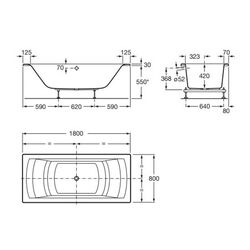 Cada de baie Roca Hall 180x80 (White) Thumb