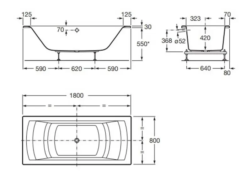 Cada de baie Roca Hall 180x80 (White)