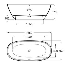 Сada de baie Roca Ariane Stonex A2484700B0 165x75 (Beige/White) Thumb