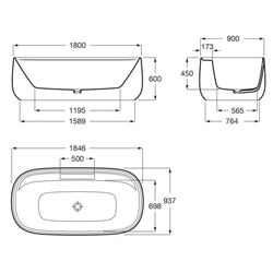 Сada de baie Roca Beyond 180x90 (White) Thumb