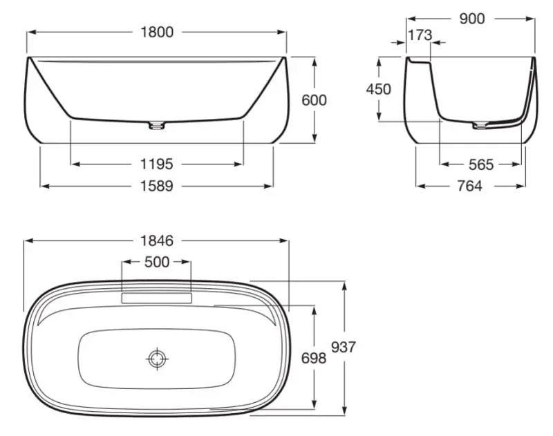 Сada de baie Roca Beyond 180x90 (White)