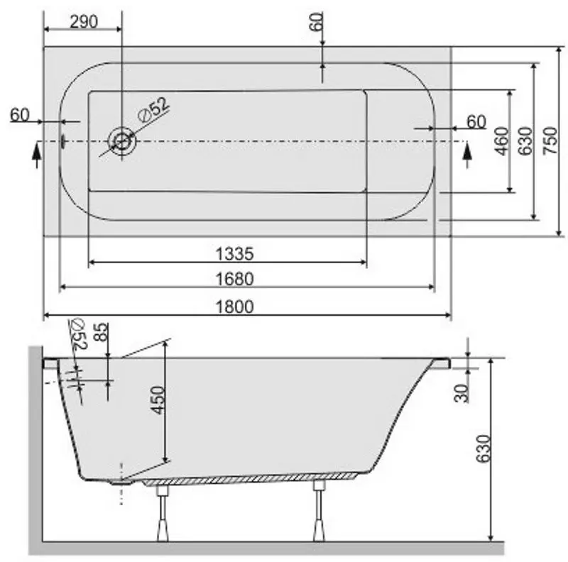 Cada acrilica Sanpalst Free Line Wp/Free+STW 180x75 (White)