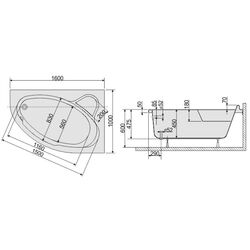Cada de baie din acril Sanplast Comfort WAP/CO 100x160+STW biew Right (White) Thumb
