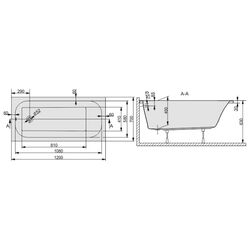 Cada de baie din acril Sanplast WP/FREE 70x120+ST25 biew (White) Thumb