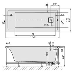 Cada de baie din acril Sanplast WP/SPACE 170x75 + SP Set (White) Thumb