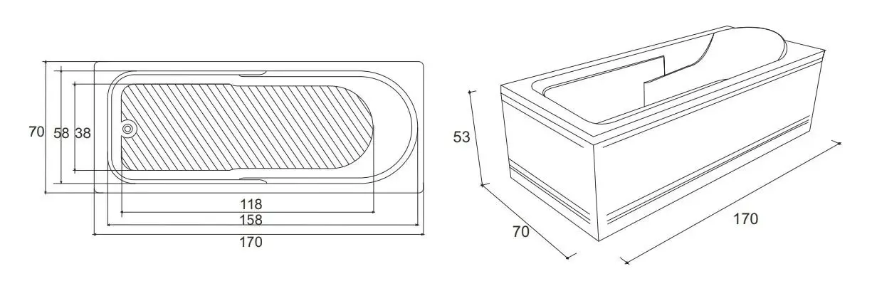 Сadă de baie Fibrex Siena 100874144 170x70 (White)