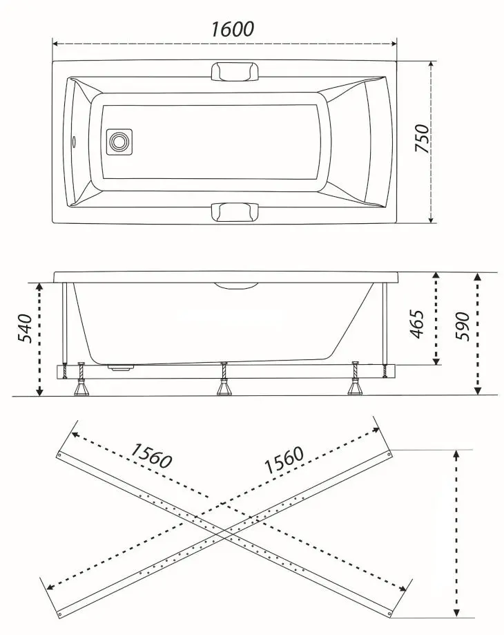 Cada de baie Triton Aleksa 160x75 (White)