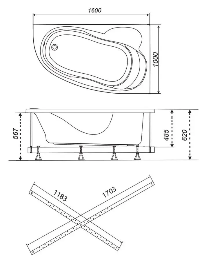 Cada de baie Triton Nikol Ekstra 160x100 Left (White)