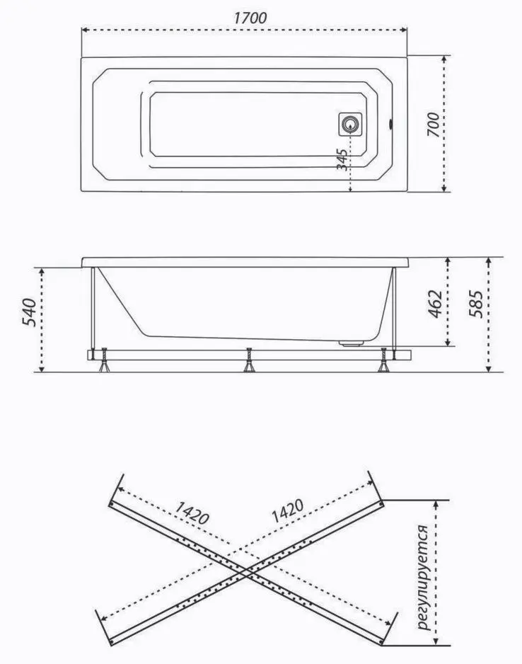Cada de baie Triton Praga 170x70 (White)