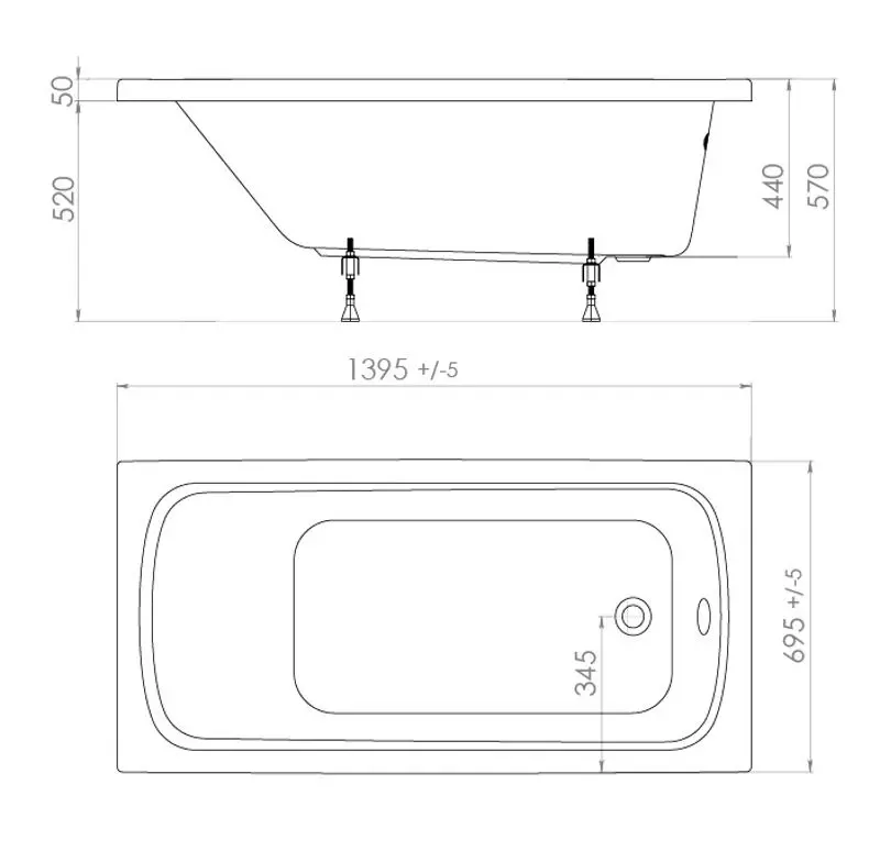 Cada de baie Triton Standart Ekstra 140x70 (White) - 10