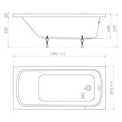 Cada de baie Triton Standart Ekstra 150x70 (White) Thumb