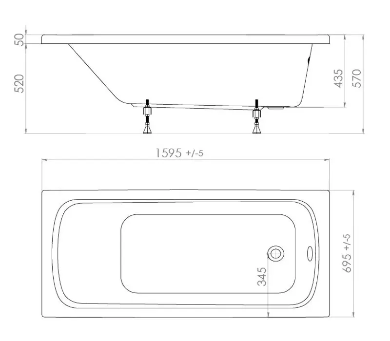 Cada de baie Triton Standart Ekstra 160x70 (White) - 6