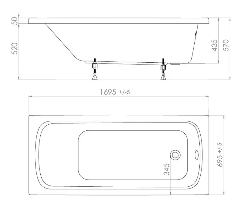 Cada de baie Triton Standart Ekstra 170x70 (White)