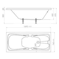 Cada de baie Triton Standart Ekstra 170x75 (White) Thumb