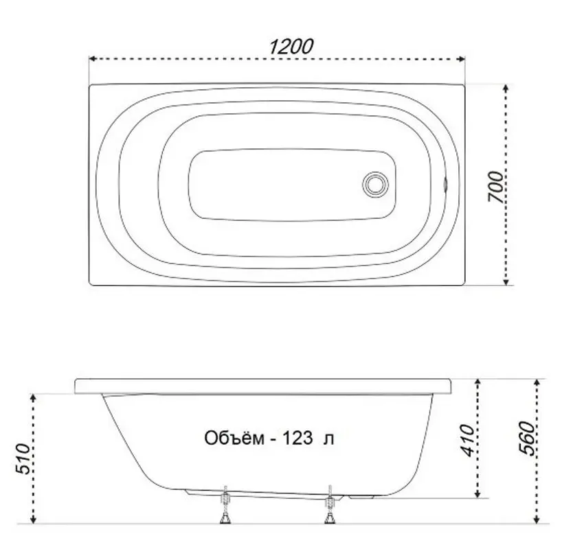 Cada de baie Triton Ultra 120x70 (White)