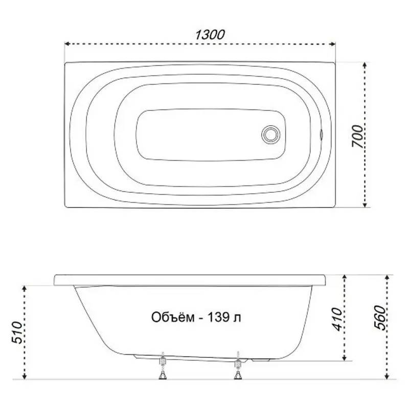 Cada de baie Triton Ultra 130x70 (White)