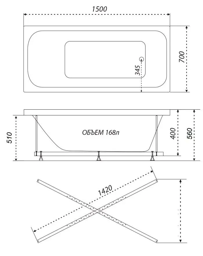 Cada de baie Triton Ultra 150x70 (White)
