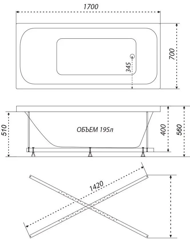 Cada de baie Triton Ultra 170x70 (White)