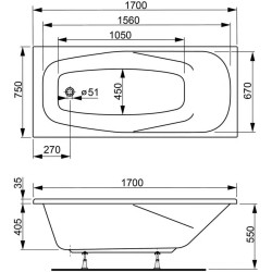 Cada de baie Vagnerplast Aronia 150x70 (White) Thumb