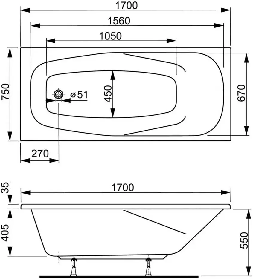 Cada de baie Vagnerplast Aronia 150x70 (White)
