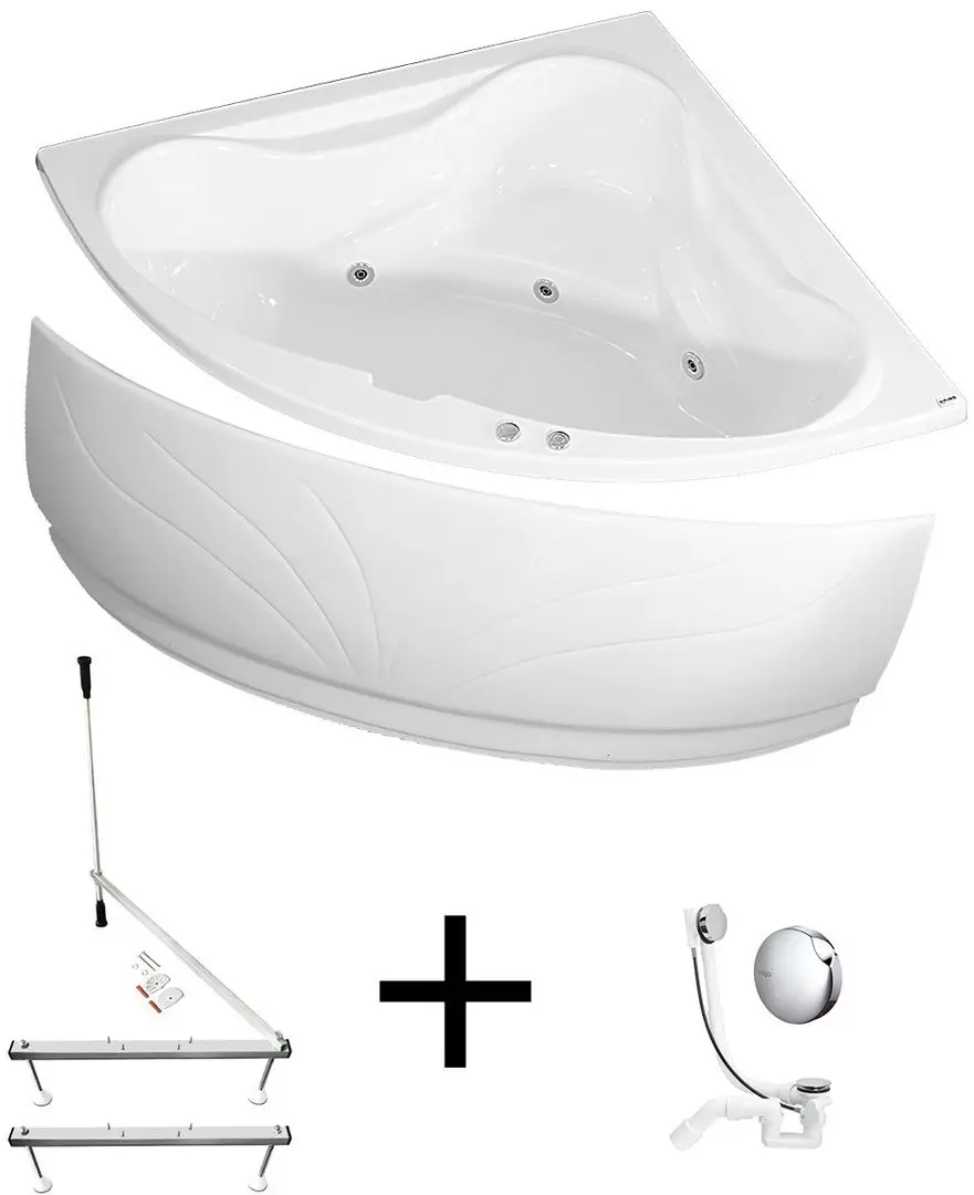 Cada de baie din acril hidromasaj Kring Venus 140x140 Kit (White) - 6
