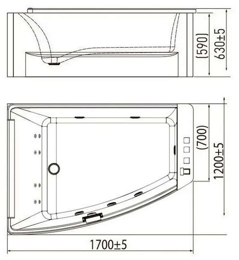 Ванна Volle 12-88-100/L 170х120 Left (White)